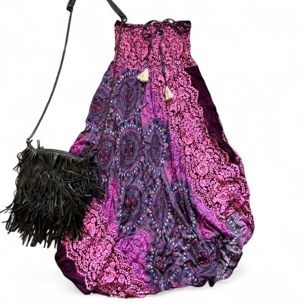 Beautiful hippie boho purple and pink flax